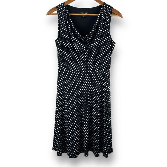 Enfocus black and white polka dots sleeveless dress size 6 - Picture 1 of 8
